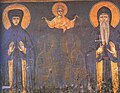 Краљица Јелена, монахиња, и син краљ Милутин, монах, фреска из Грачанице (1324).