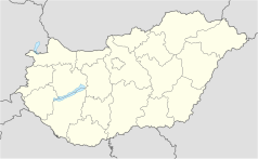 Mapa konturowa Węgier, blisko centrum u góry znajduje się punkt z opisem „Papp László Budapest Sportaréna”