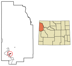 Location of Jackson in Teton County, Wyoming