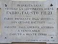 Plaque for Fausto Filzi, killed on Monte Zebio on 8 June 1917 (see mine #12)
