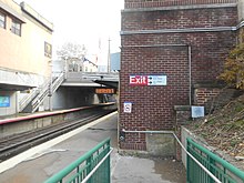 Accessible ramp along the eastbound platform of the Bayside Long Island Rail Road station