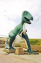 Dinosaur Park sculpture of a Tyrannosaurus rex in Rapid City, South Dakota, US (1936)