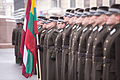 Members of the battalion welcoming the Chairman of the Lithuanian Parliament in Riga in 2012.