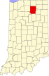 State map highlighting Kosciusko County