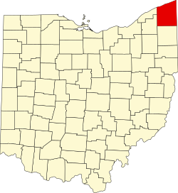 Karte von Ashtabula County innerhalb von Ohio