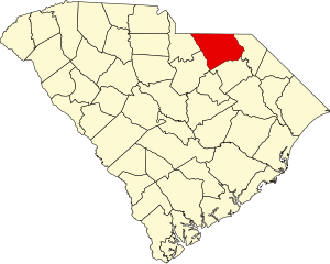Map of South Carolina highlighting Chesterfield County