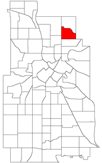 Location of Audubon Park within the U.S. city of Minneapolis