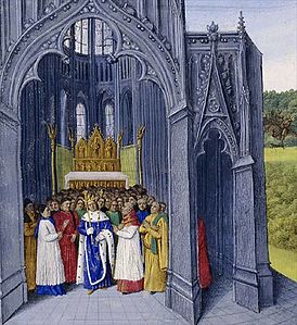 Clovis II na obisku v Saint Denisu (naslikano v 15. stoletju)