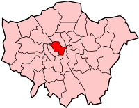 Localização da Cidade de Westminster na Região de Londres