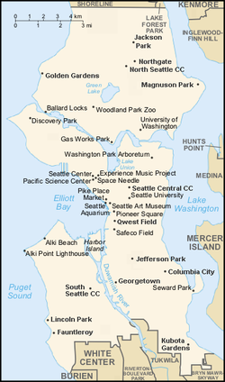 Seattle map showing landmarks