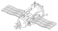Космос 1686. Възвръщаемия апарат (вляво).