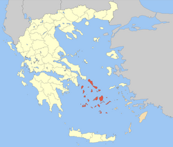 موقعیت کیکلادها در یونان