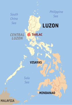 Mapa de Filipinas con Tarlac resaltado