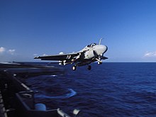 An A-6E SWIP Intruder of VA-115 launching off the USS Independence in 1995.