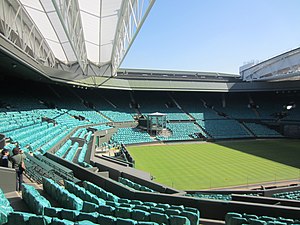 溫布爾登的中央球場。該賽事初辦於1877年，是世界上最古老的網球賽事[316]