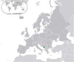 黑山的位置（绿色） 欧洲（深灰色）  —  [图例放大]