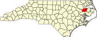 Map of Severna Karolina highlighting Washington County