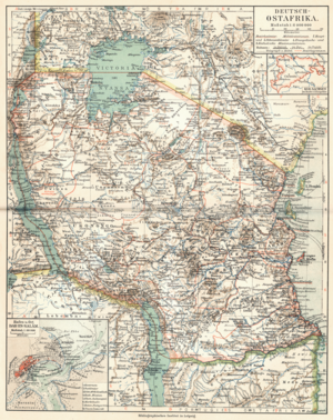 Lage Schutzgebiet Deutsch-Ostafrika (danach Tanganjika und Ruanda-Urundi)
