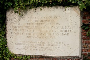 Memorial plaque for the missing in Zeebrugge Churchyard