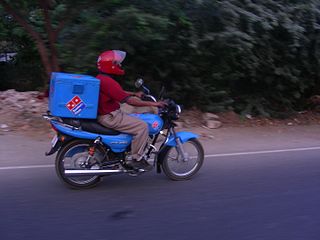 A Domino's delivery man in Delhi.