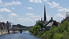 Grand River scene facing downtown Cambridge (Galt)