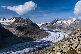 Partie médiane du glacier d'Aletsch en septembre 2021.