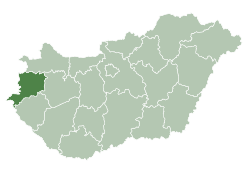 Poloha župy Vašská župa v Maďarsku (klikacia mapa)