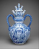 An example of Delftware; circa 1690; tin-glazed earthenware; height: 72.4 cm; Metropolitan Museum of Art