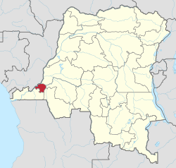 กินชาซาในแผนที่จังหวัดของสาธารณรัฐประชาธิปไตยคองโก