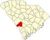 State map highlighting Barnwell County