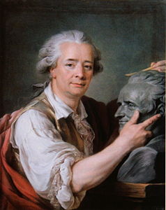 Augustin Pajou modelando'l bustu del so profesor Jean-Baptiste Lemoyne (1782), París, muséu del Louvre.