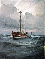 The Lightship at Skagen Reef, Carl Locher, 1892