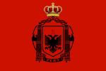 Vlag van die Italiaanse protektoraat Albanië met die kroon van die Huis van Savoje