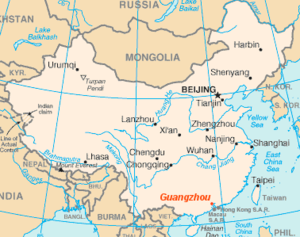 Položaj Guangzhoua u Kini