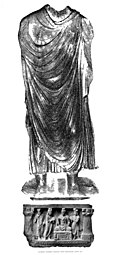 Vasudeva I: Haštnagarski Buda na podstavku z napisom "leto 384" javanaškega obdobja (okoli 209 n. št.)[118]
