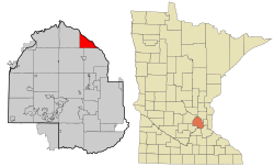 Location of the city of Champlin within Hennepin County, Minnesota