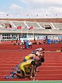 Image 11Men assuming the starting position for a sprint race (from Track and field)