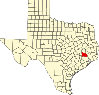 Округ Монтгомері на мапі штату Техас highlighting