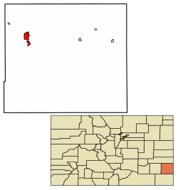 Location of the City of Lamar in Prowers County, Colorado.