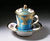 Trembleuse or Gobelet et soucoupe enfoncé by Sèvres c. 1776 designed for drinking hot chocolate