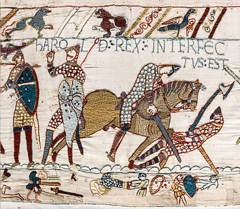 Der Tod Haralds, Darstellung auf dem Teppich von Bayeux