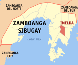 Mapa de Zamboanga Sibugay con Imelda resaltado