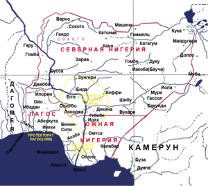 Карта Нигерии, 1909 год.