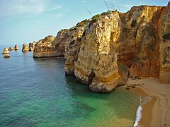 The cliffs and white sanded beaches of the Algarve.