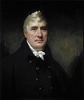 Portrait of John Rennie with white hair and wearing a white cravat and blue jacket