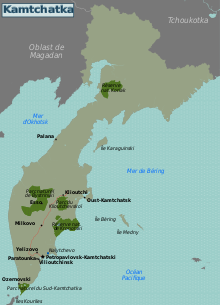 Carte de la position de Petropavlovsk-Kamtchatski au sein du Kamtchatka.