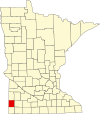 State map highlighting Pipestone County
