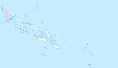 Mapa konturowa Wysp Salomona, po lewej nieco u góry znajduje się punkt z opisem „Vella Lavella”