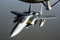 Um caça F-15 saudita, de fabricação americana.