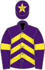 Purple, yellow chevrons, armlets and star on cap